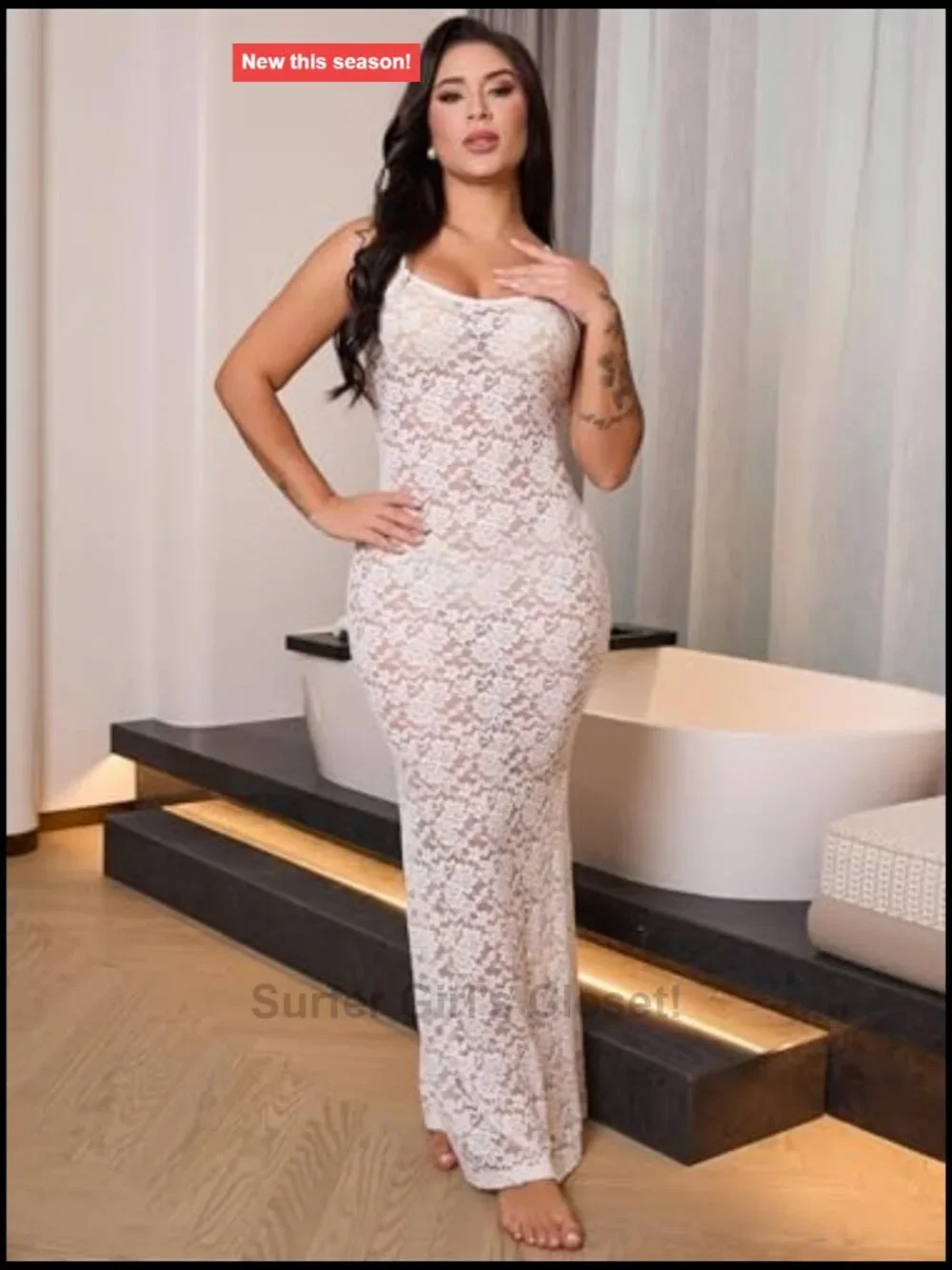 Sleeveless Lace Sheer Maxi Nightgown Bodycon Long Dress